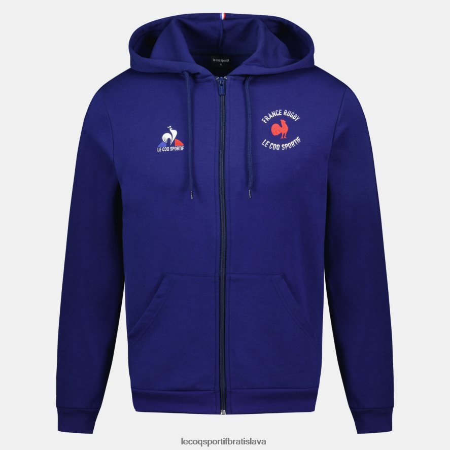 Le Coq Sportif oblečenie mikina s kapucňou na zips - francúzska rugby modrá muži BF4DLN28