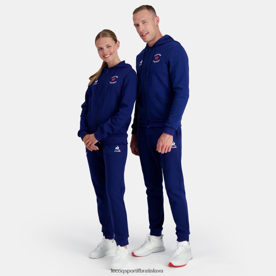Le Coq Sportif oblečenie mikina s kapucňou na zips - francúzska rugby modrá muži BF4DLN28