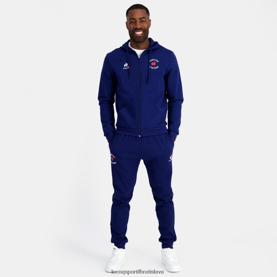 Le Coq Sportif oblečenie mikina s kapucňou na zips - francúzska rugby modrá muži BF4DLN28
