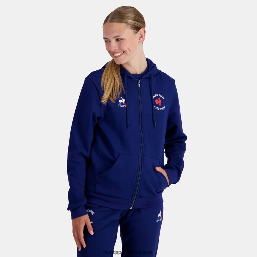 Le Coq Sportif oblečenie mikina s kapucňou na zips - francúzska rugby modrá muži BF4DLN28