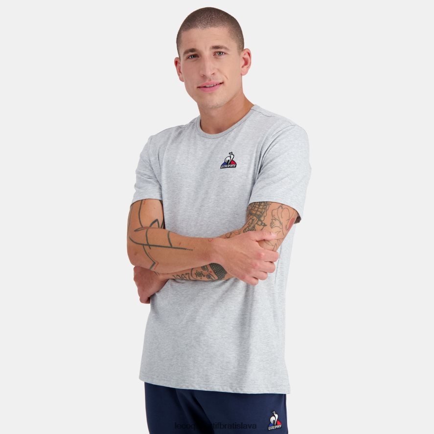 Le Coq Sportif oblečenie módne tričko sivej farby muži BF4DLN179